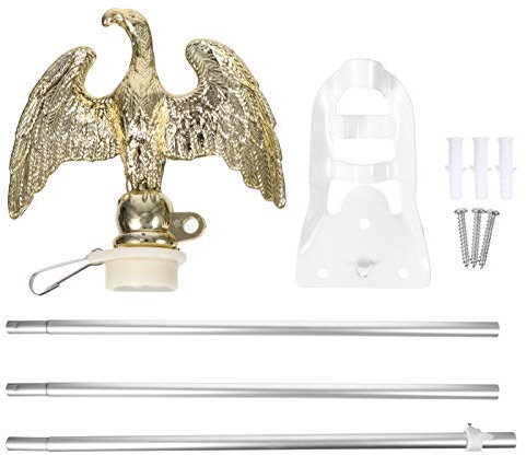 YARNOW Fahnenmast mit Adler Topper und Halterung Legierung Witterungsbeständig Teleskop Flaggenmast Flaggenstock Fahnenstange Fahnenhalter für Garten Hof