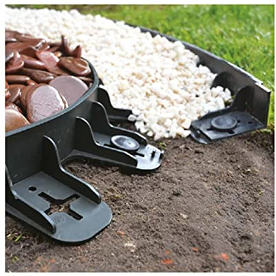 Bordo Giardino Flessibile, Bordi Aiuole Plastica, cordolo per ciottoli, con 12 Chiodi di Fissaggio, Lunghezza 3mt, Altezza 6cm