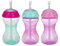 Nuby Clik It Lock Trinkbecher, auslaufsicher, leicht zu greifen, mit flexiblem Strohhalm, für Mädchen, 284 ml, 3-teilig