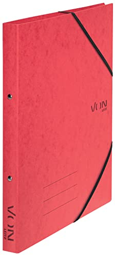 VON Leitz Ringbuch A4, Karton, Mit 2 Ringen und Gummibandverschluss, 25 mm Rückenbreite, Für 140 Blatt, Ringmechanik, Für Schule, Studium & Zuhause, 5 Stück, Rot, 30120025