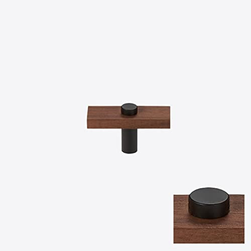 Natürliche Schwarz Nussbaum Schrankgriff massiver Messing Basis Türgriff T Bar Ziehgriffe Kleiderschrank Türgriff für Küchenmöbel Hardware 1 Pcs (Einzelnes Loch)