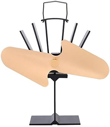 Heat Powered Fan, Aluminum Silent 2 Blade Heater Stove Fans for Wood/Log Burner/Fireplace - Gold