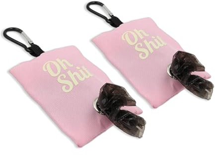 2 Stück Hundekotbeutelspender mit Clip, Hundekotbeutelhalter für Leinen, Hundekotbeutelspender, Hundekotbeutelhalter, leichter Stoff für Haustiere, Laufen, Wandern, Rosa