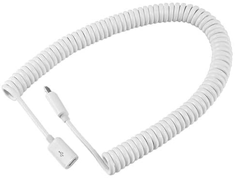 innov8 Micro USB B 5Pin Male to Female Coiled Charging Extension Cable 1m (White)