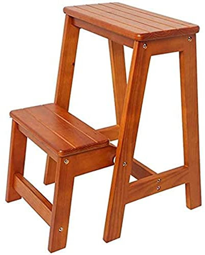 XCHSXYL Tabouret d'escalade d'intérieur, échelle de bibliothèque multifonctionnelle à 2 marches, échelle à air en 4 Couleurs, échelle à air Pliable en Bois pour la Maison, Fourrure/Marron
