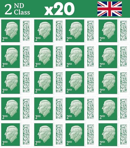 Albian Trading 2nd Class Stamps (20 Stamps) - 2nd Class Stamps - Barcoded Self Adhesive UK Letter Postage Stamps for Postage - (20 Total)