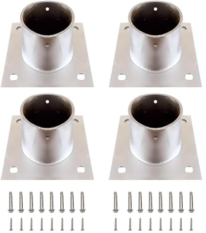 Stolpeankarbas, Däckstolpbas, Stolpbassats i rostfritt stål Antirust Stolpeankare Utomhus runda stolpfästen Stöd for staket, postlåda, däck, pergolafästen staket(4pcs,Diameter: 2.76in; H: 3.15in)