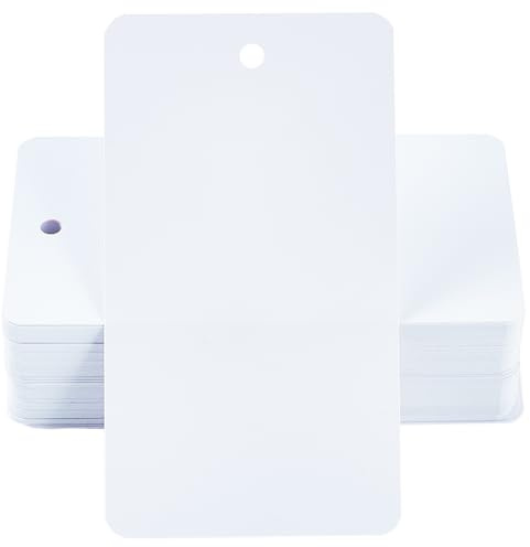 SOFPLATE 100 st tomma vit fraktetiketter vattentäta plastetiketter 5 x 9 cm hängande namnidentifiering öljett tagg trådar märkning ID-kort