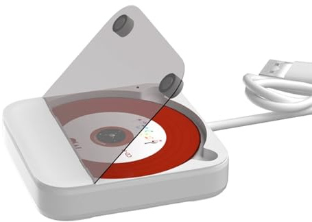 Lettore di dischi esterno per veicoli con porta USB Auxs, facile da configurare, design con uscita trasparente, lettore di dischi per auto portatile con ingresso USB