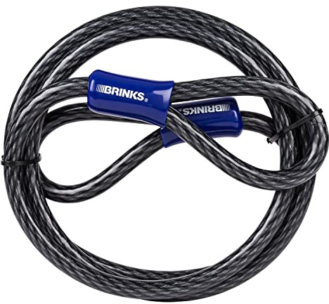 BRINKS - 7 ft x 5/8 Commercial Steel Braided Loop Cable - Heavy Duty Vinyl Wrap for Corrosion Protection, Black