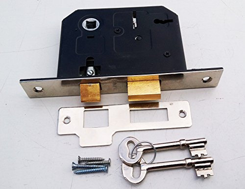 Internal External Nickle Plated mortice 3 Lever Mortise sash Door Lock in 76mm with 2keys