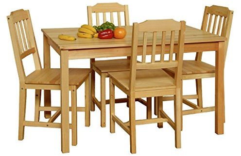 Essgruppe mit Tisch und 4 Stühlen Kiefer Massivholz