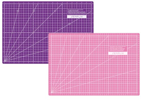 SEMPLIX Schneidematte A3 45x30 cm selbstheilend mit Inch-Skala (Pink-Lila) | Selbstheilende 3-lagige Schneidematte mit Maßskalen, Winkellinien und Randzugabe für präzises Nähen, Patchwork & Basteln