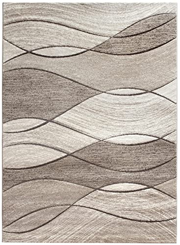 SrS Rugs® Impulse - Area Rug for Living Room, Bedroom, Hallway Runner Rug - Abstract Geometric Design - Provides Home with Comfort and Warmth (Beige, 120cm x 170cm)