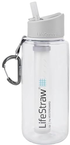 LifeStraw Go 1L Water Bottle with Filter; 1L; Clear | Plastic Water Filter Bottle with 2-Stage Integrated Filter Straw for Hiking, Backpacking, and Travel