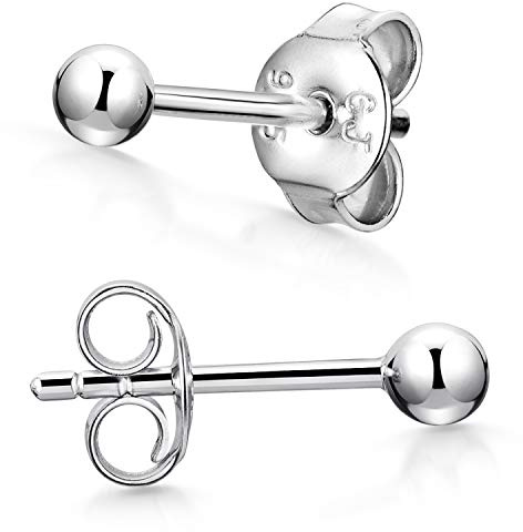 Kugel Ohrstecker Silber 925 für Damen und Herren rhodiniert SO-434 | Runden Stecker Ohrringe aus hautfreundlichem Sterlingsilber, auch für 2. Ohrloch von MATERIA by Matthias Wagner
