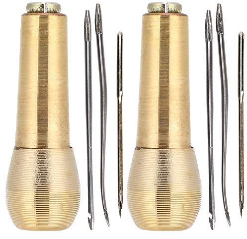 Schuhreparatur-Set mit Kupfergriff, für Schuhe, zum Basteln, Nähen, Segeltuch, 2 Set Nähnadeln aus Leder