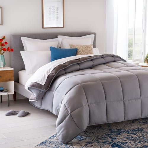 Linenspa 4 Jahreszeiten Bettdecke aus Microfaser – Ganzjahresdecke – Ultraweich – Steppdecke 135x200 cm, Grau (Stone / Charcoal)