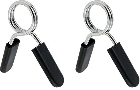 1 Pair Spring Collars Clips 1 inch/25mm Exercise Collars Barbell Clip Clamps for Olympic Bars Dumbells Barbells Gym Workout Weightlifting Cross Fitness Strength Training Equipment