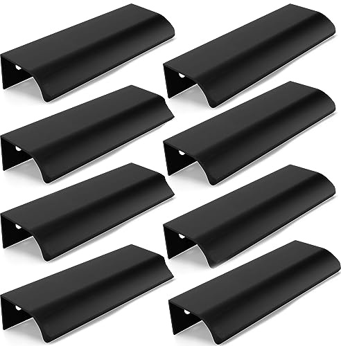 Lpraer 8 Stück Möbelgriffe Versteckter Schrankgriffe Schwarz Schubladengriff Küchengriffe 12cmx4cm Schublade Griffe für Küchenschränke Schränke Tür Küchen, Lochabstand 96 mm