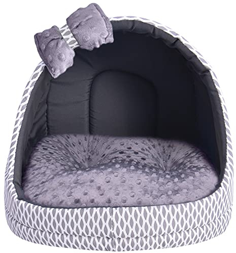 Z4L WauWau Katzen und Hundehöhle gemütlich Farbe grau Minky, grau Hundehütte Katzenhütte 45cm x 45cm Höhlenbett Kuschlig