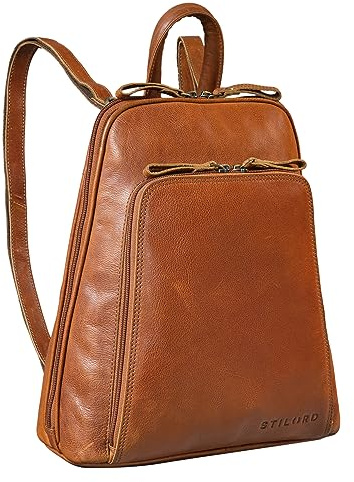 STILORD Martha Lederrucksack Frauen Vintage Daypack Damen Rucksack City Ausgehen Shopping Arbeit Rucksacktasche Leder Farbe:Texas - braun