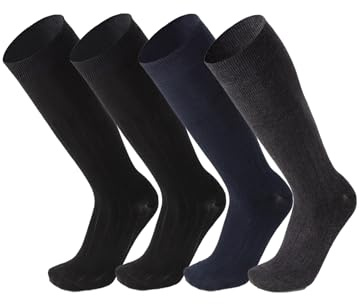 Prisco Calze Sanitarie Uomo Lana Calzini Senza Elastico Per Diabetici Calze Mediche Bianche Made in Italy 4 Paia Lungo, Taglia Unica (2x Nero, 1x Blu, 1x Antracite)