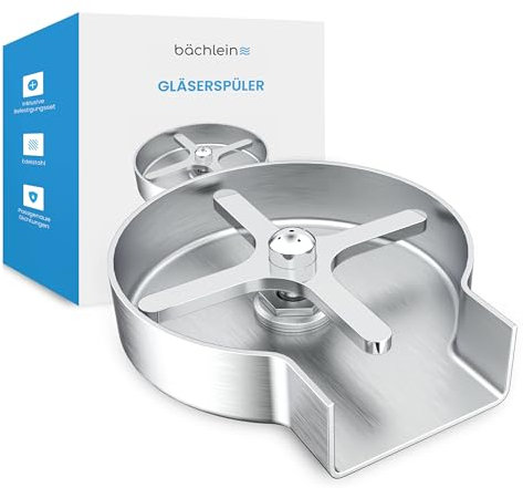 Bächlein Glasreiniger Glasspüler aus Edelstahl - Gläserdusche inklusive T-Verteiler und Flexschlauch - Automatischer Spüler für die Küche, geeignet für Gläser und Flaschen