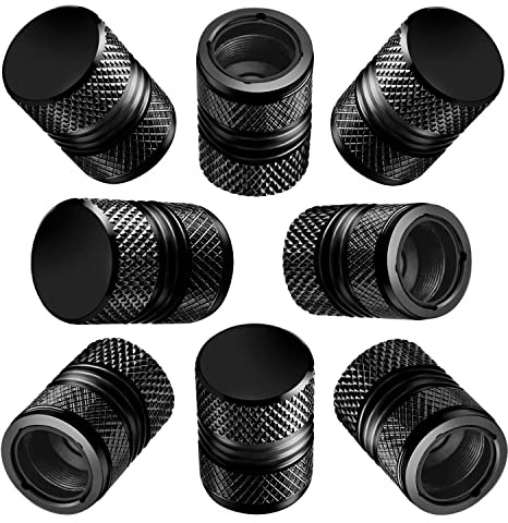 Tire Valve Stem Caps for Car Tires Air Caps Cover 8 Pack Corrosion Resistant Premium Alloy Leak-Proof Universal for SUV Truck Motorcycle Bike Black