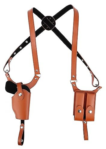 Schulterholster, PU Leder Pistolenholster, Vertikal Horizontal Schoulder Holster mit Doppel Magazintasche fur 1911, 92, 96, G45, G43