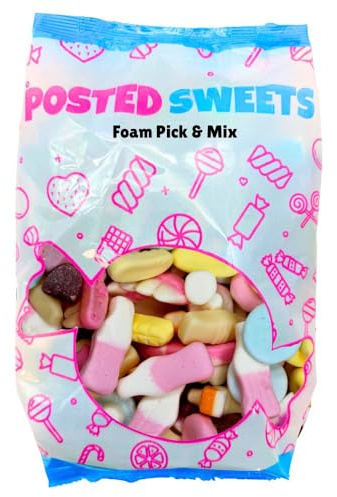 Posted Sweets 500g FOAM SWEET BAG OF PICK & MIX SWEETS - Large Classic Retro Soft & Chewy Candy Selection Pick n Mix - Gift Bag - Perfect Movie Night Hamper, Treats for Kids, Adults, Birthday Gifts
