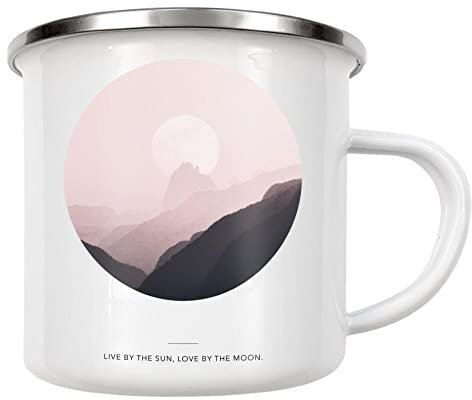artboxONE Emaille Tasse Mond – Love by The Moon von Hafenkönigin - Emaille Becher Typografie