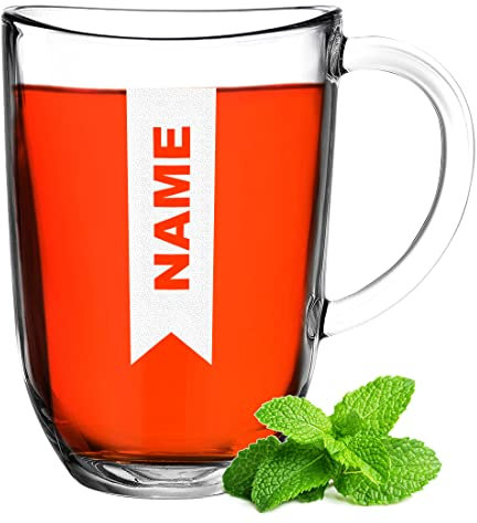 polar-effekt Teeglas 380 ml mit Gravur - Leonardo Kaffeeglas mit Namen - individuelle Geschenkidee - Tee und Kaffee - Cappuccinoglas mit Henkel - Glühwein - Frauengeschenk Thermo