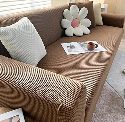 Stretch Sofa überzug für Sofabezug L Form und Sofa 1, 2, 3, 4 Sitzer, Anti-Slip Sofa überzug L Form 360° Polsterbezug für Eckcouch, Sofaschutz, Couchbezug, Polsterbezug, waschbar ( Color : Braun , Siz