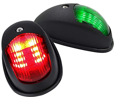 Boat Navigation Lights - 12V Marine Red Port Green Starboard Light for Small Yachts Barge- Operates at IP55/ IP67 - Water Resistant Lamp Safe Sailing as Signal Lamp