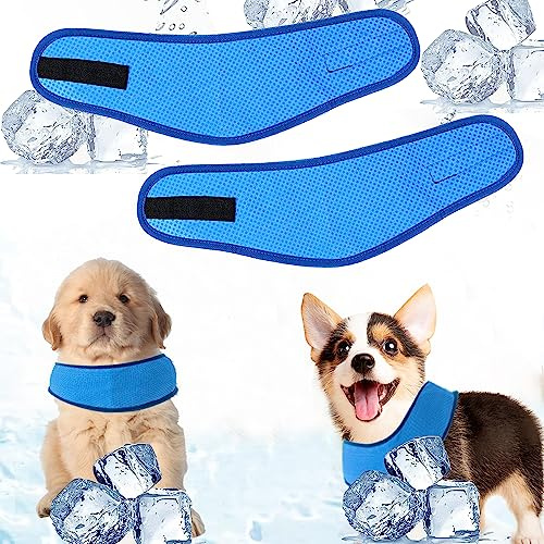 2pcs Dog Cooling Collar Pet Ice Cool Scarf Breathable Dog Cool Bandana,Adjustable Summer Dog Scarf for Small Medium Dogs Pets Puppy Cats Outdoor Walking Camping Neck Wrap Accessories(Medium)