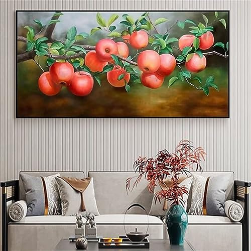 5D Diamond Painting Set 50x100cm Große Full Drill Malen Nach Zahlen Erwachsene Diamant Painting Bilder Apfelbaum DIY Diamond Painting Kinder Mädchen, für Wohnzimmer Büro Wand Dekoration L-618