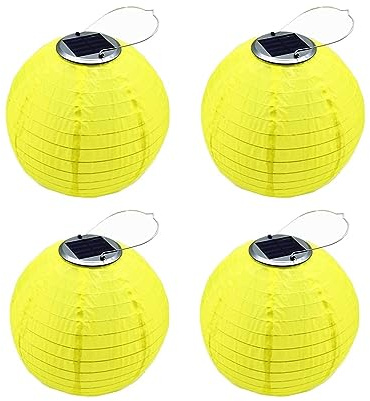 Yeehliny Solar Lampions außen Wetterfest 30cm Lampingions Lampion Solar Outdoor IP55 Wasserdicht Solarlaterne Hängende Nylon Laterne für Garten, Balkon, Hof, Hochzeit, Party Deko