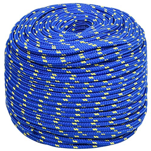 Homgoday Bootsseil Ankerleine Festmacher Tauwerk Seil Tau Geflochten Flechtleine Gartenseil Outdoorseil Allzweck Seil für Bootsport Segeln Polyester Blau 10 mm 100 m Polypropylen