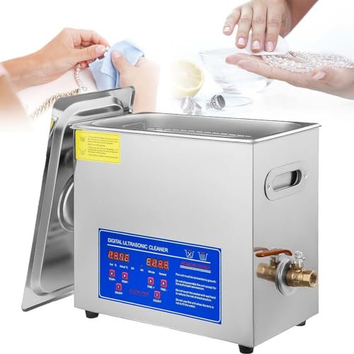 JINGEDD Ultrasonic Cleaner With Digital Timer & Heater,4L 6L 10L 15L Ultrasonic Cavitation Machine,304 Stainless Steel Ultrasonic Cleaner Machine,For Jewellery Dentures Carburetors Coins,6L