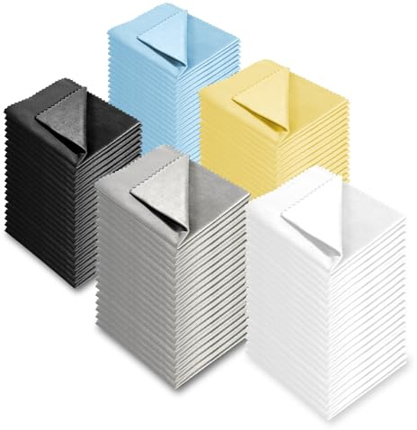 AAwipes Brillenreinigungstücher, 14 x 14 cm, 5 Farben, 100 Stück, ohne Logo, Sublimationstücher, blanko, für Brillen, Objektive, Handys, Bildschirme, Besteck, alle anderen empfindlichen Oberflächen
