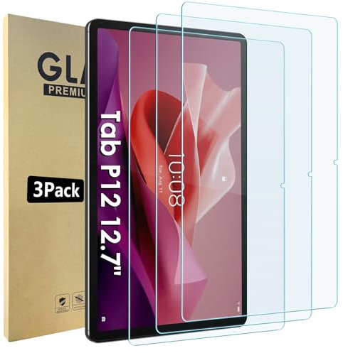 Bigqin 3 Piezas Pantalla de Protector Compatible con Lenovo Idea Tab Pro/Lenovo Tab P12 12.7, 2.5D Bubble Free/HD/Anti-Huella Cristal Templado Compatible con Lenovo Tab P12/ Lenovo Idea Tab Pro