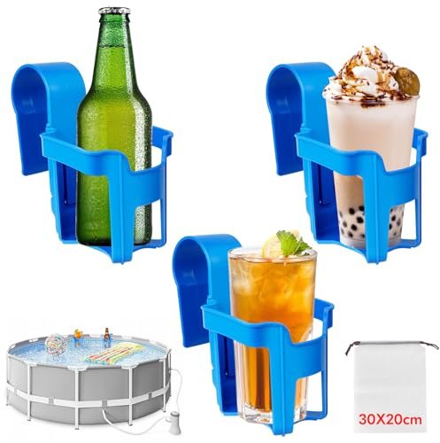 3 Stücke Getränkehalter Pool, Getränkehalter Poolrand, Pool Getränkehalter aus Kunststoff, Keine Verschüttungen Robuste Multifunktionale Poolside Drink Hanging Cup Holder Passt für die meisten Pools