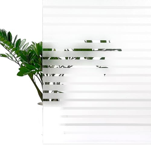 Fensterfolie statisch 67,5x100 cm | Sichtschutzfolie Fenster Milchglasfolie statisch haftend | Folie Fenster für Bad und Büro - Tageslicht genießen, Sichtschutz erhalten | Streifen