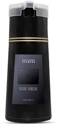 Asheyya 200ML Long Lasting Instant Hair Dye Shampoo, Fit Men Women (Black)