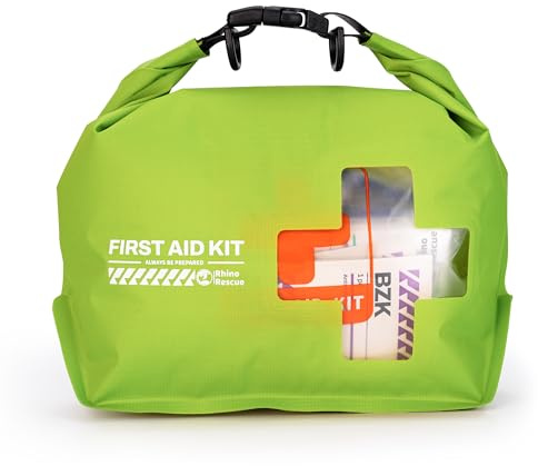 RHINO RESCUE Waterproof Boat First Aid Kit, Lightweight Boat Accessories Dry Bag, Emergency Marine Survival Supplies for Outdoor Kayak, Fishing, Floating, Swimming, Beach & Camping (Green)