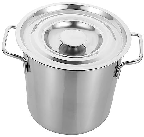COLLBATH Stainless Steel Soup Pot Lid 20cm Double Handle 304 Non-Magnetic Seafood Cooking Bucket Metal Boil Pot for Kitchen Cooking Supplies and Seafood Boiler