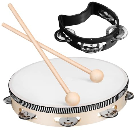 ibasenice Tamburin Für Erwachsene Mit Schlägel Musikinstrument Handtrommel Rahmentrommel Geeignet Für Anfänger Und Profis