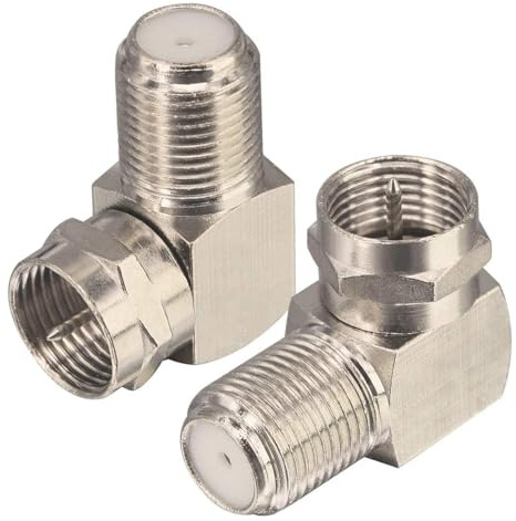 Cavo coassiale, connettore ad angolo retto tipo F femmina a maschio, adattatore coassiale RG6 ad angolo retto per cavo coassiale e piastre da parete coassiali a 90 gradi, 2 pezzi