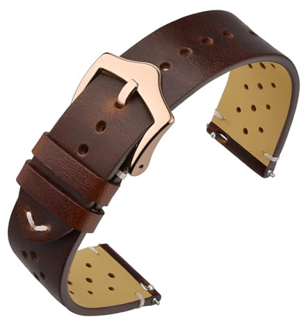 ANNEFIT Vintage Leder Uhrenarmband, Schnellverschluss Ersatzband 18mm 19mm 20mm 22mm für Herren Damen